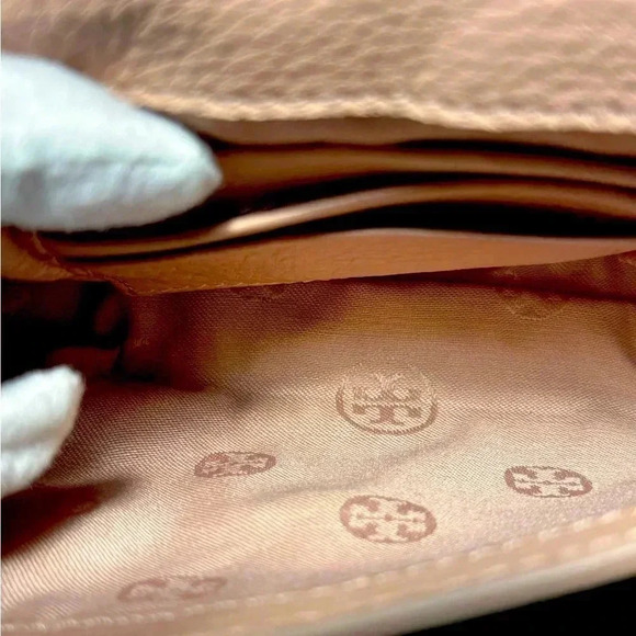 Tory Burch Pink/Gold Leather Mini Kira Crossbody Bag - Picture 7 of 10